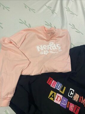 Kids Pink Nerds Hawaii Crewneck Sweatshirt by Spirit Jersey